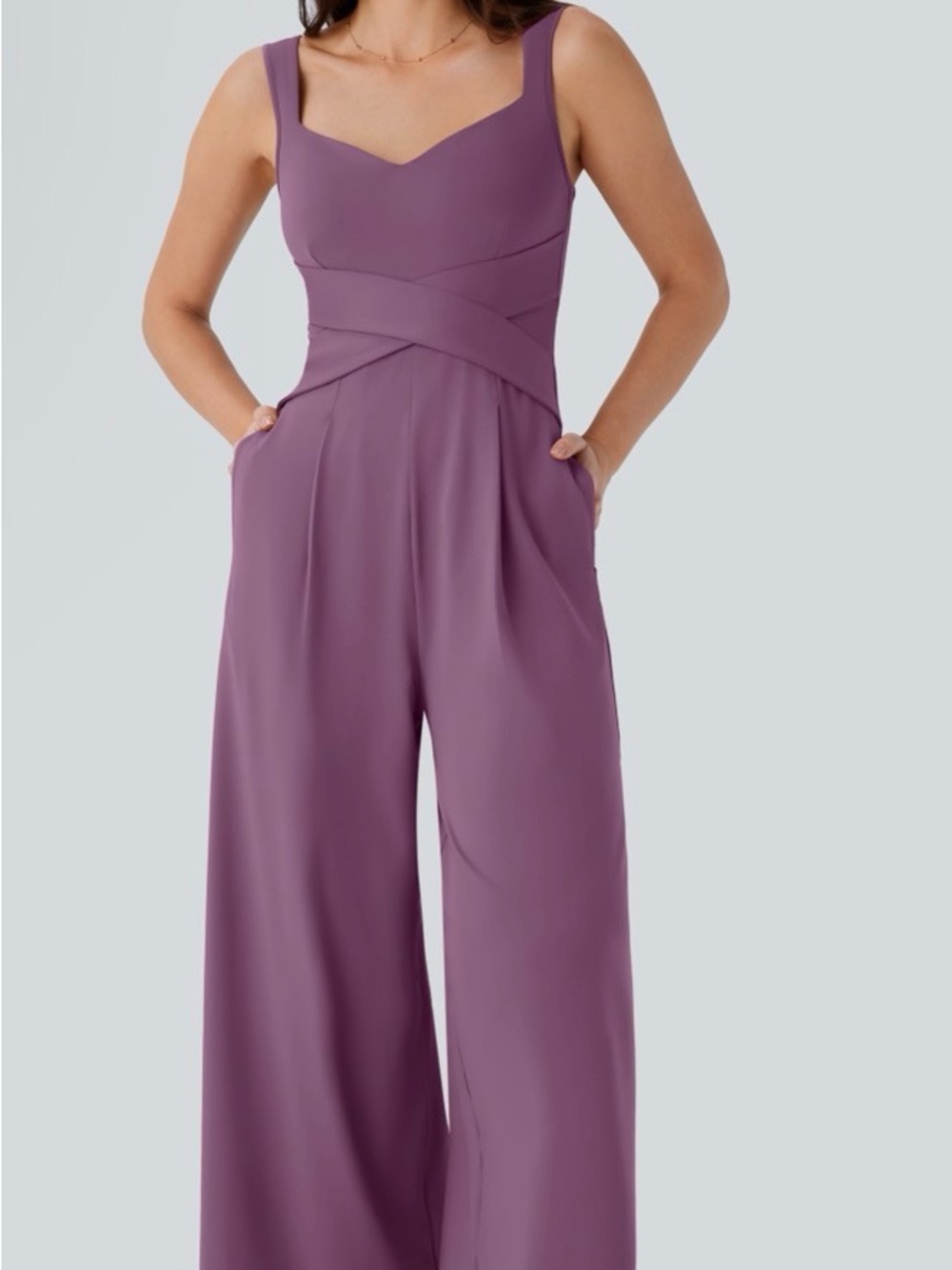 HALARA Plum Wide-Leg Sleeveless Jumpsuit